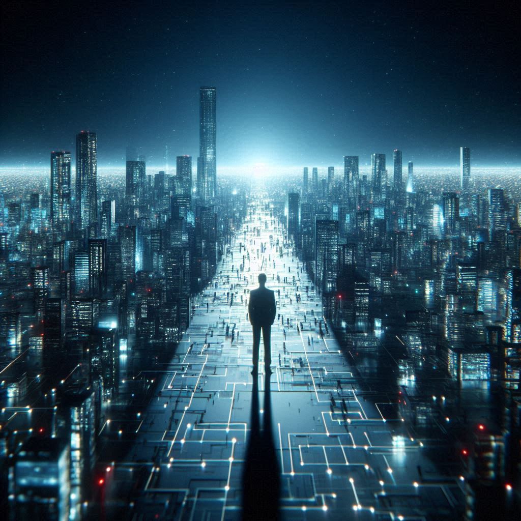 A lone figure in a vast, empty digital landscape or cityscape at night. This image should evoke feelings of isolation, wasted effort, and a lack of audience or users. It visually represents the "silent launch" and the pain of building something nobody wants, stating the importance of Early Stage SaaS Validation is Key