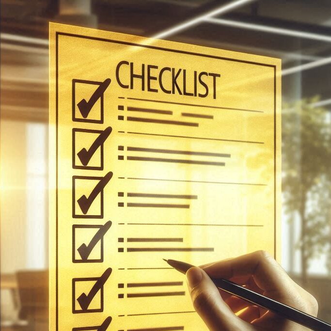 A checklist on a clipboard or a digital checklist app on a tablet or phone, with boxes being ticked off. This image should represent action, process, and completion, visually supporting the actionable checklist provided in Section 4 on how to Validate SaaS idea.